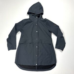 Rainforest Womens Hooded Rain Jacket Charcoal Gray Sz L Long Coat